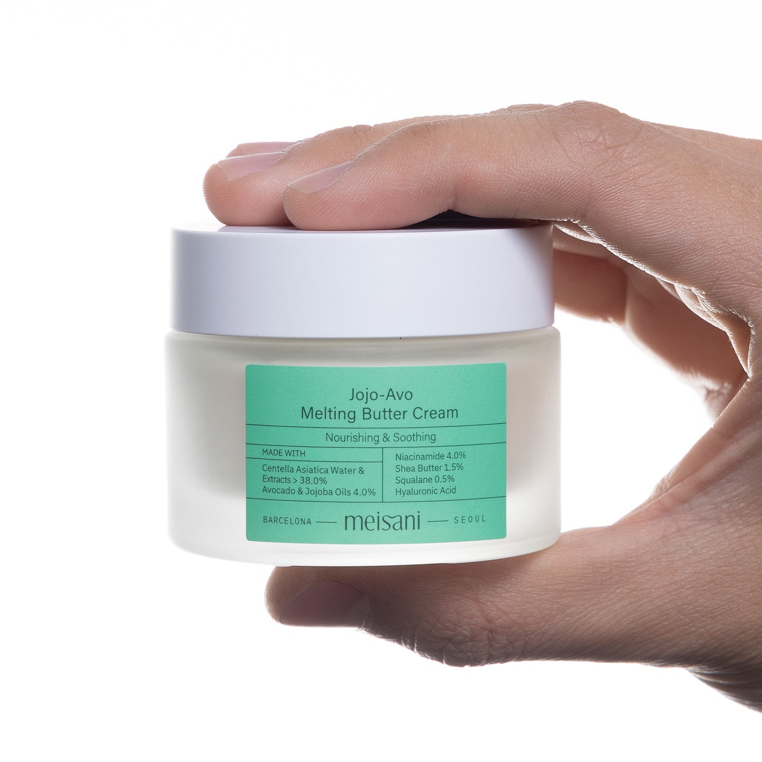 Crème hydratante nourrissante Jojoba et Avocat – Jojo-Avo Melting Butter Cream de Meisani, soin K-beauty disponible chez Skiin Shop